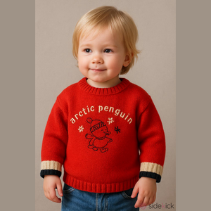 Absorba Boys Pullover Sweater 6 Months Red Blue Penguin